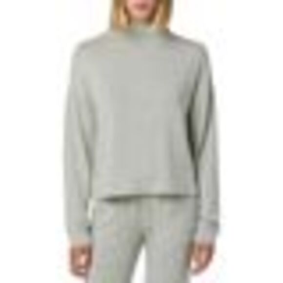 Hudson Jeans Solid Mock-neck Sweatshirt Light Oatmeal Heat - Picture 3 of 3